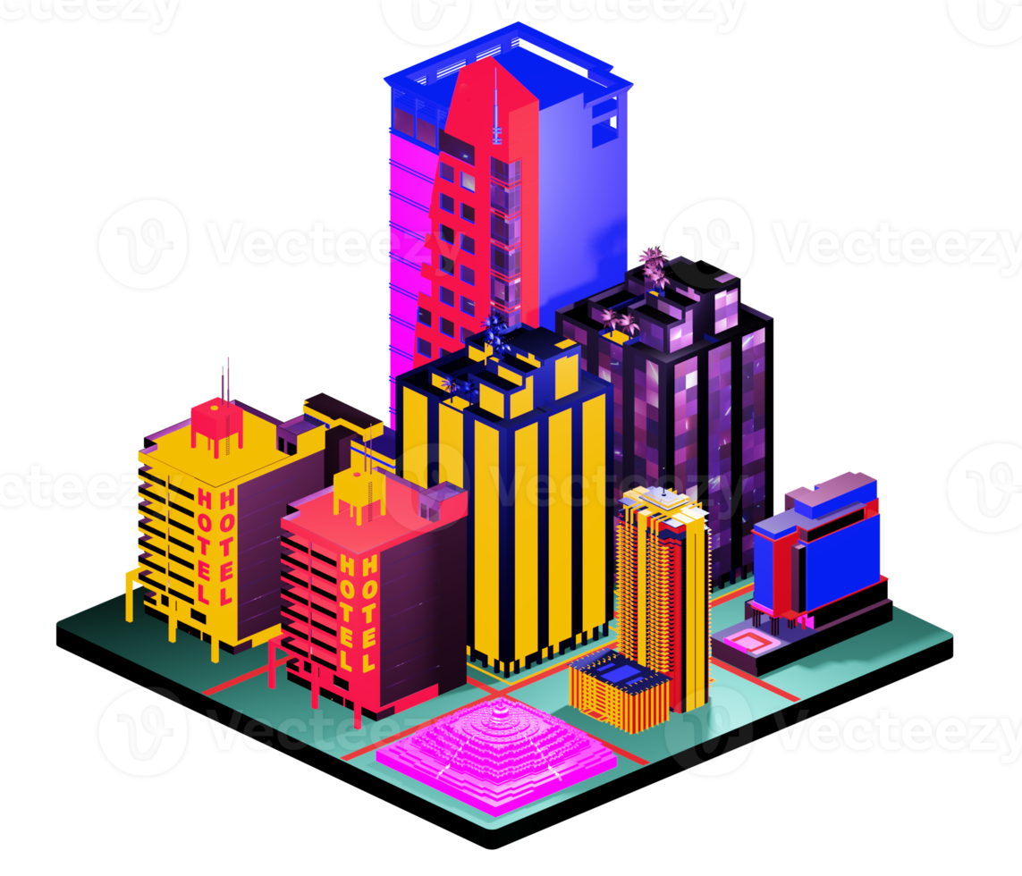 Retro isometric building png