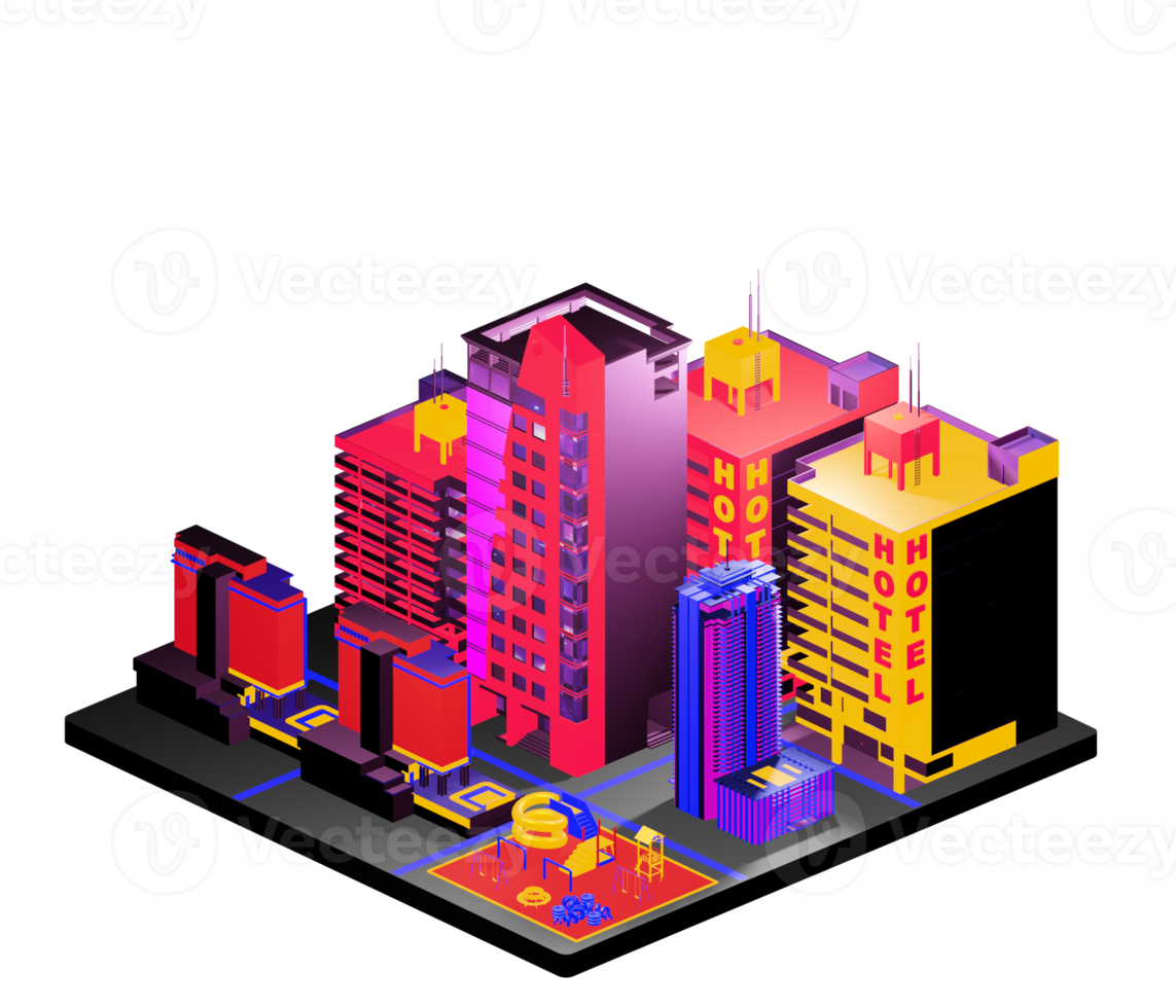 Retro isometric building png