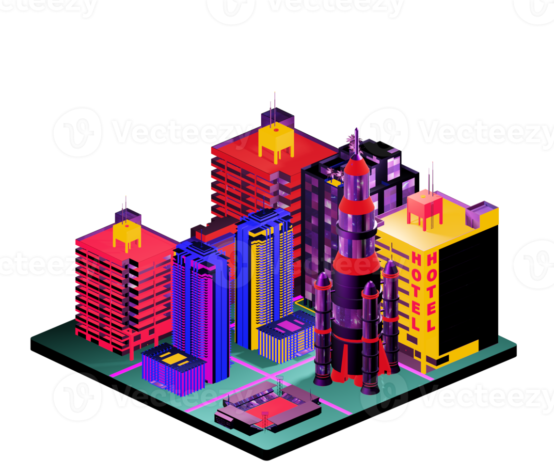 Isometric building arrangement png