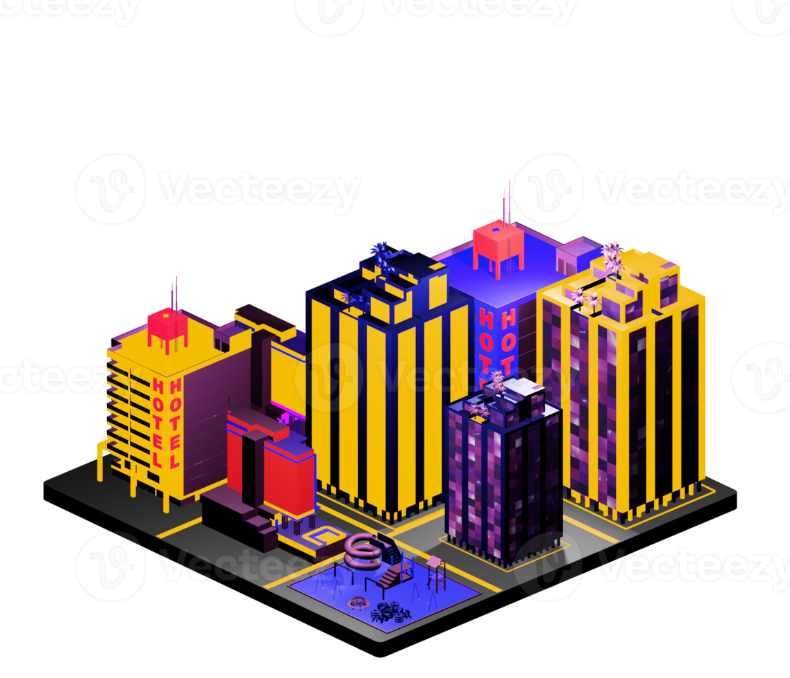 Retro isometric building png