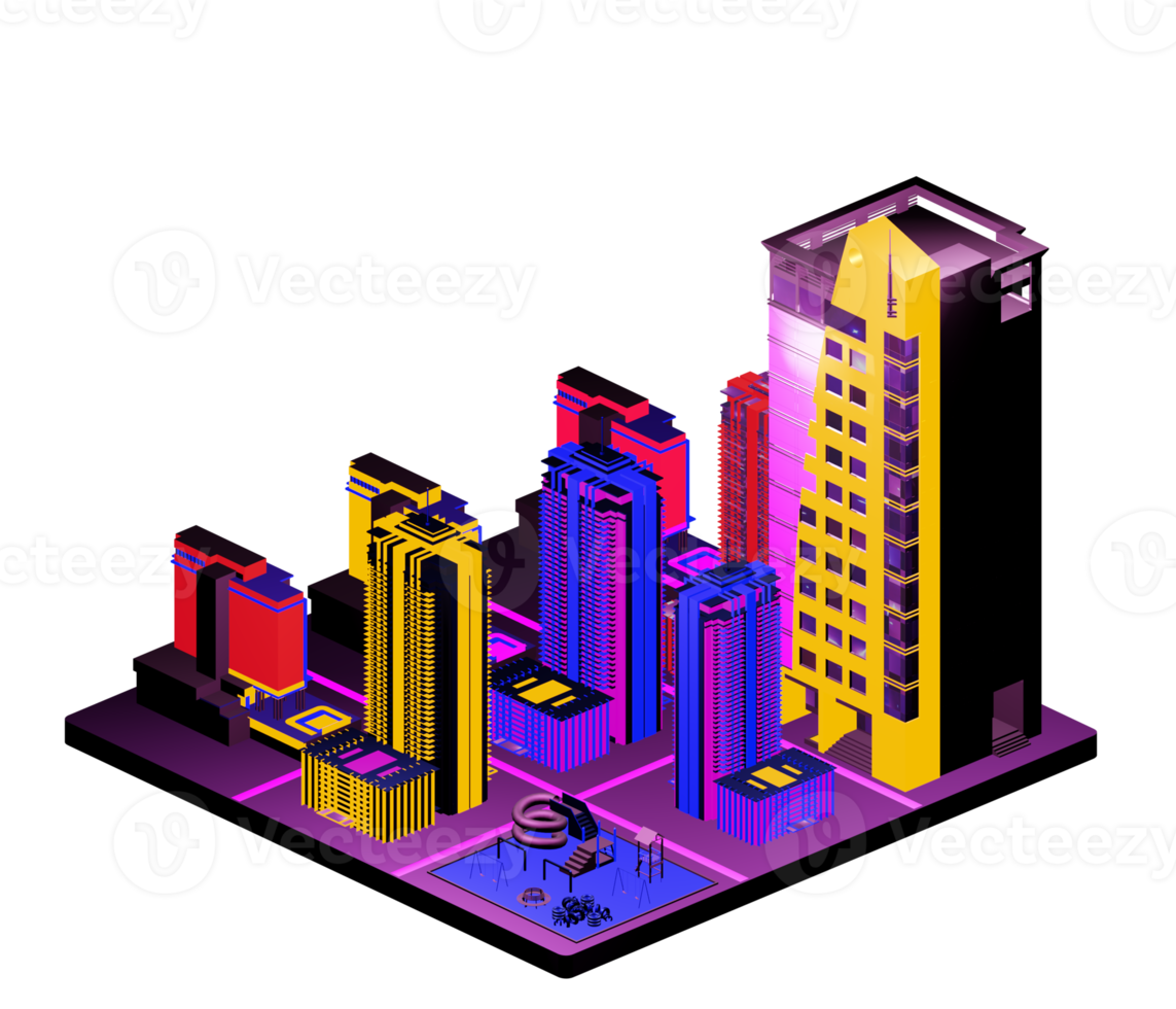 Isometric building arrangement png