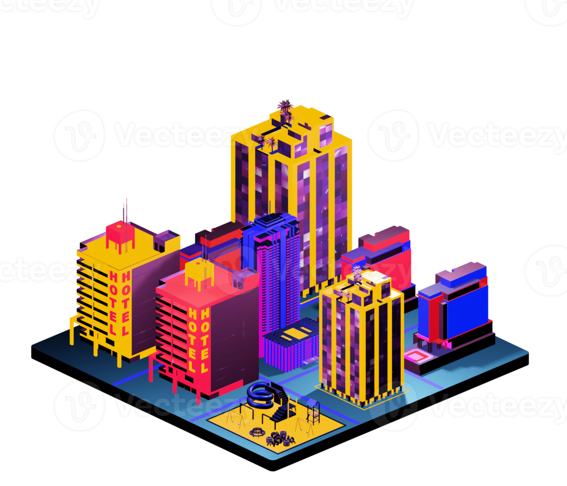 Isometric building arrangement png