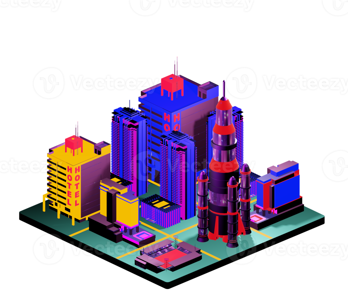 Retro isometric building png