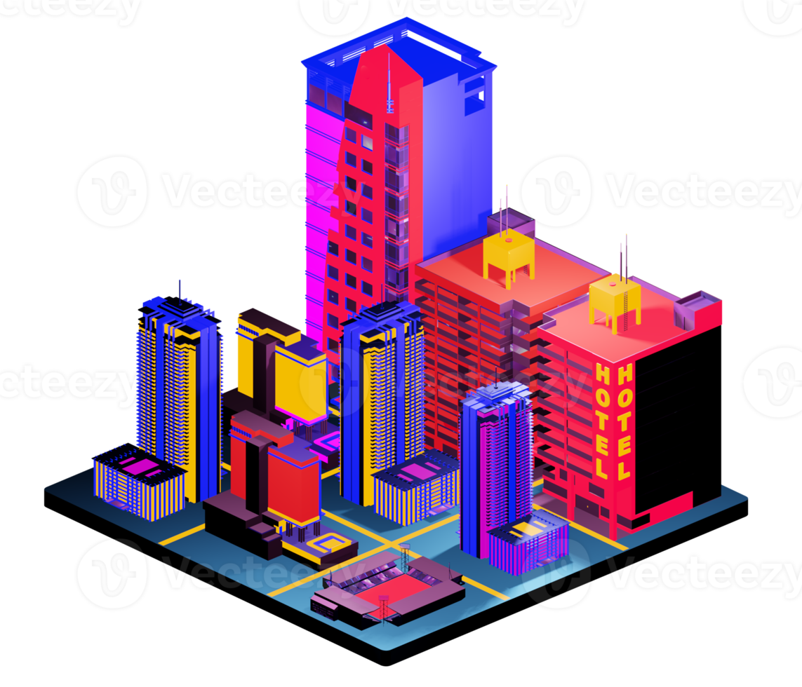 Retro isometric building png