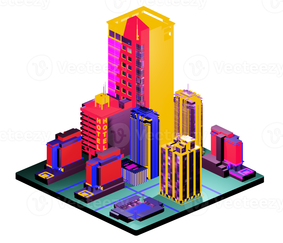 Isometric building arrangement png