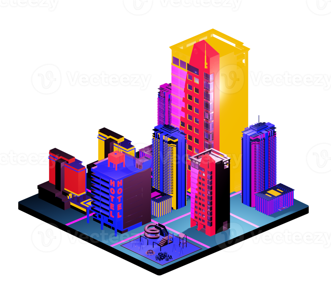 Retro isometric building png