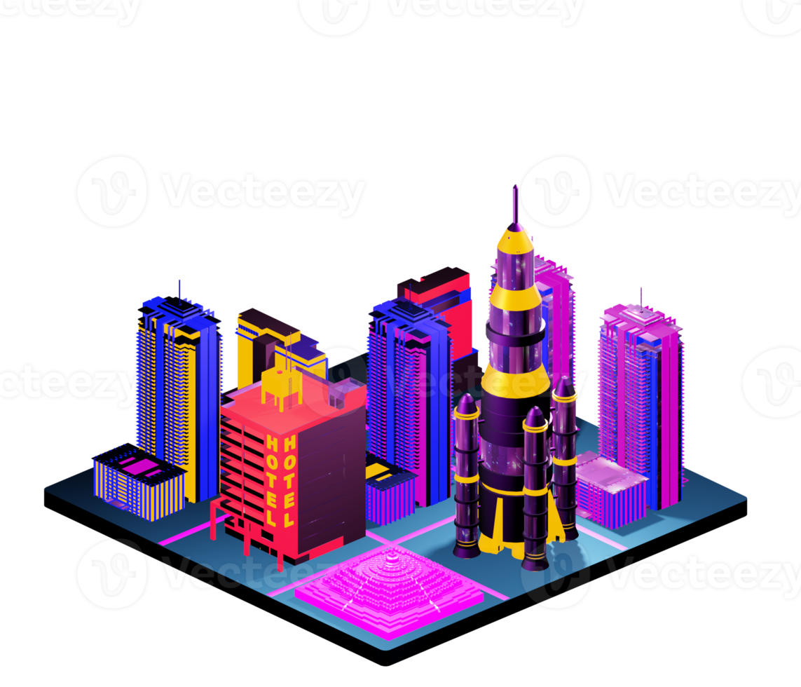Retro isometric building png