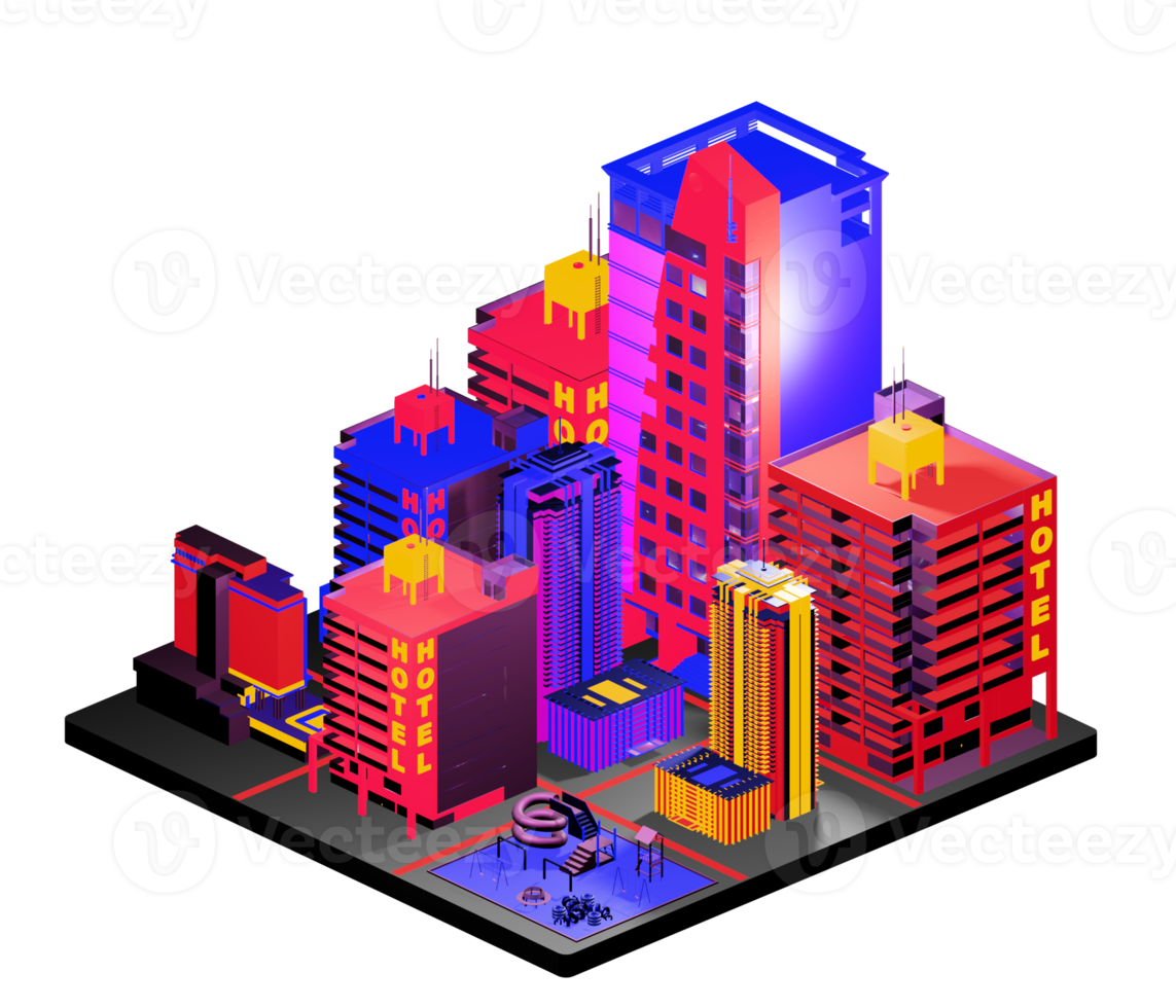 Isometric building arrangement png