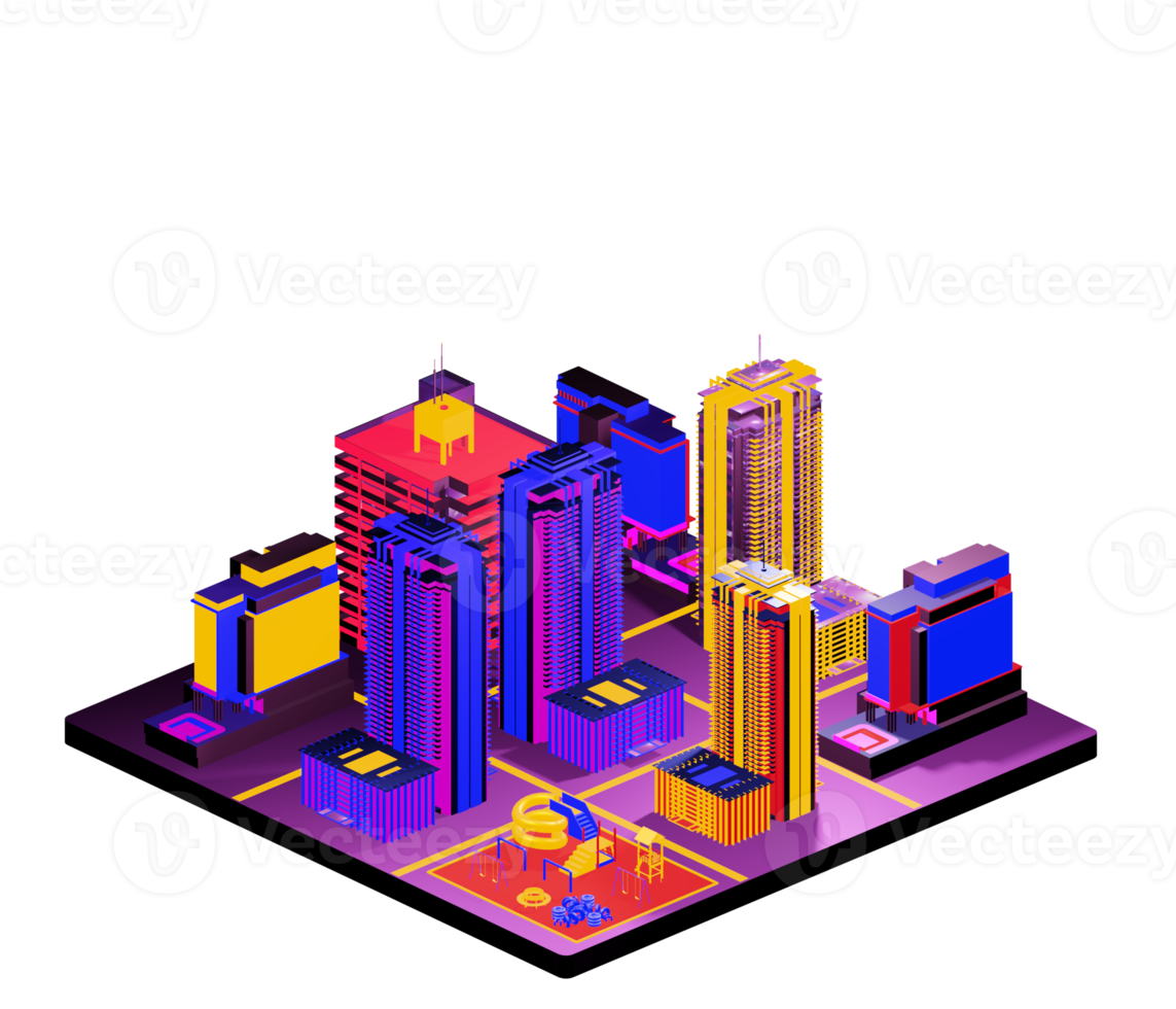 Isometric building arrangement png