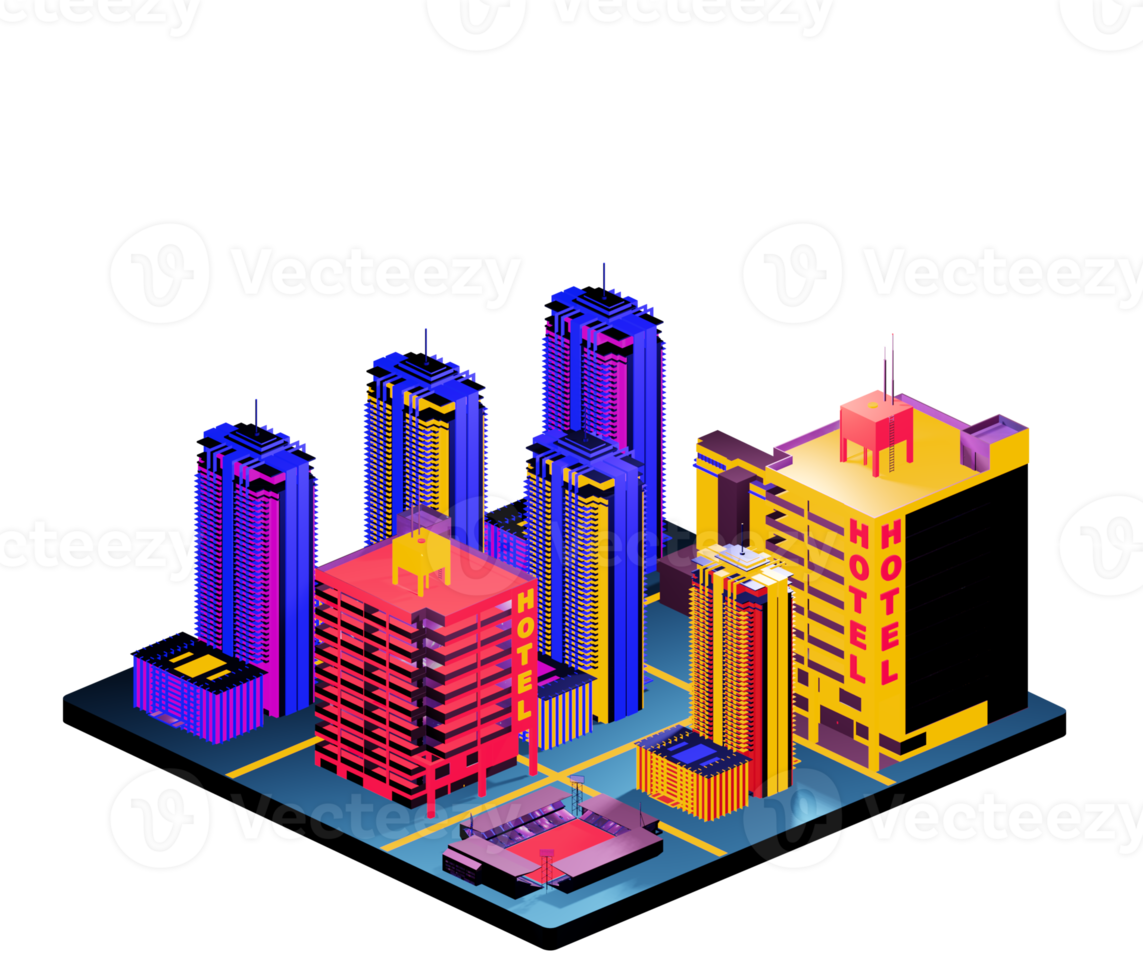 Isometric building arrangement png