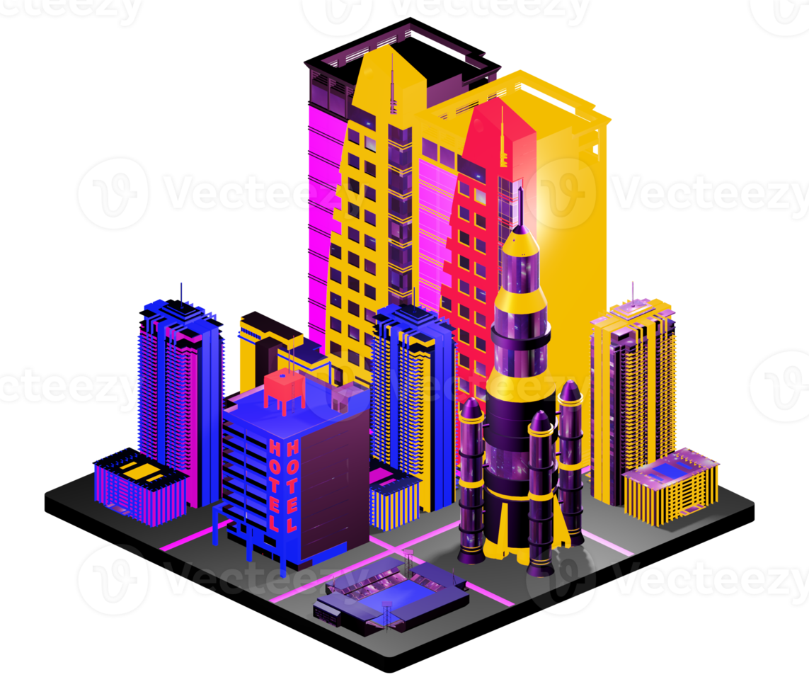 Isometric building in retro style png