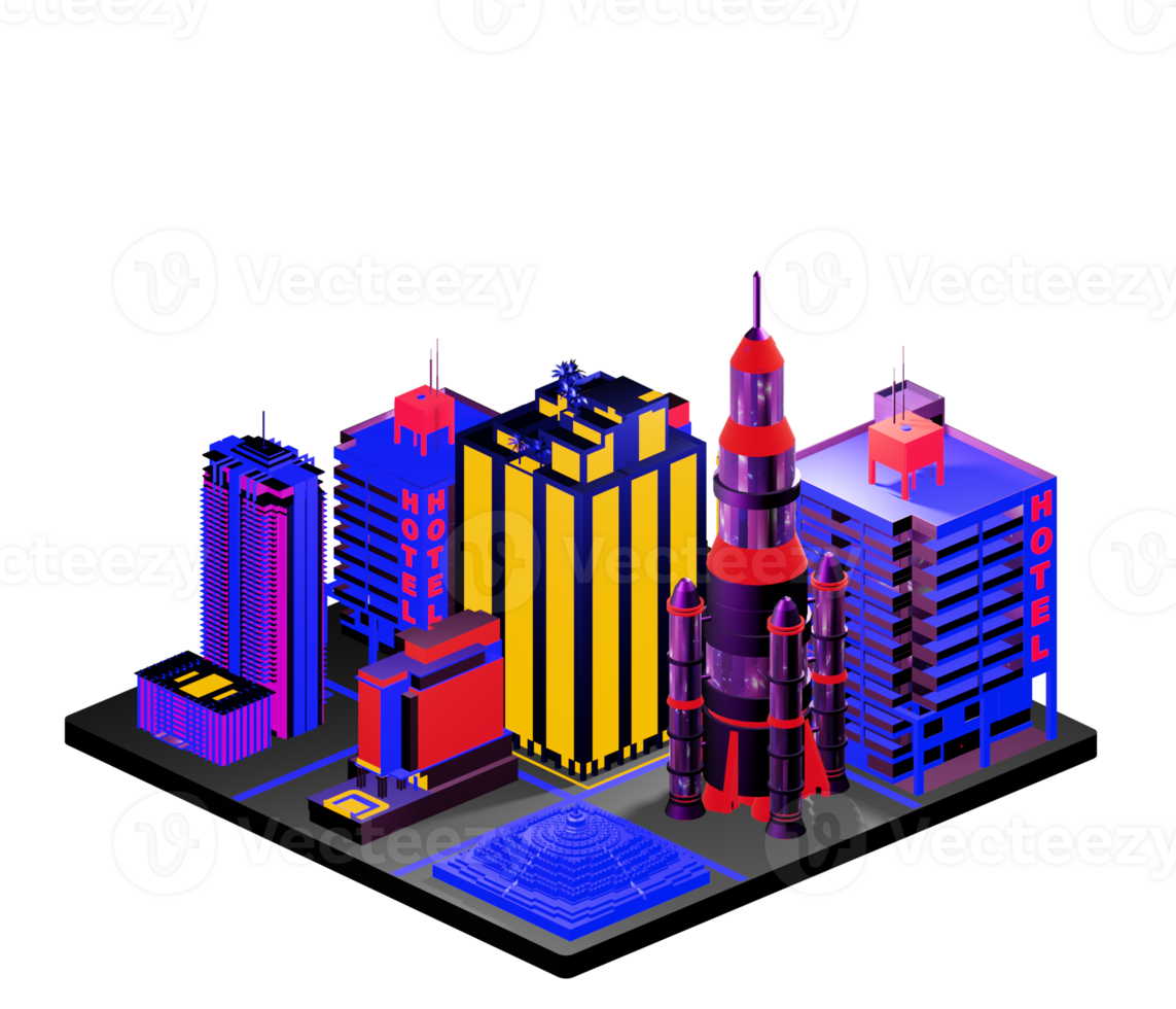 Isometric building arrangement png