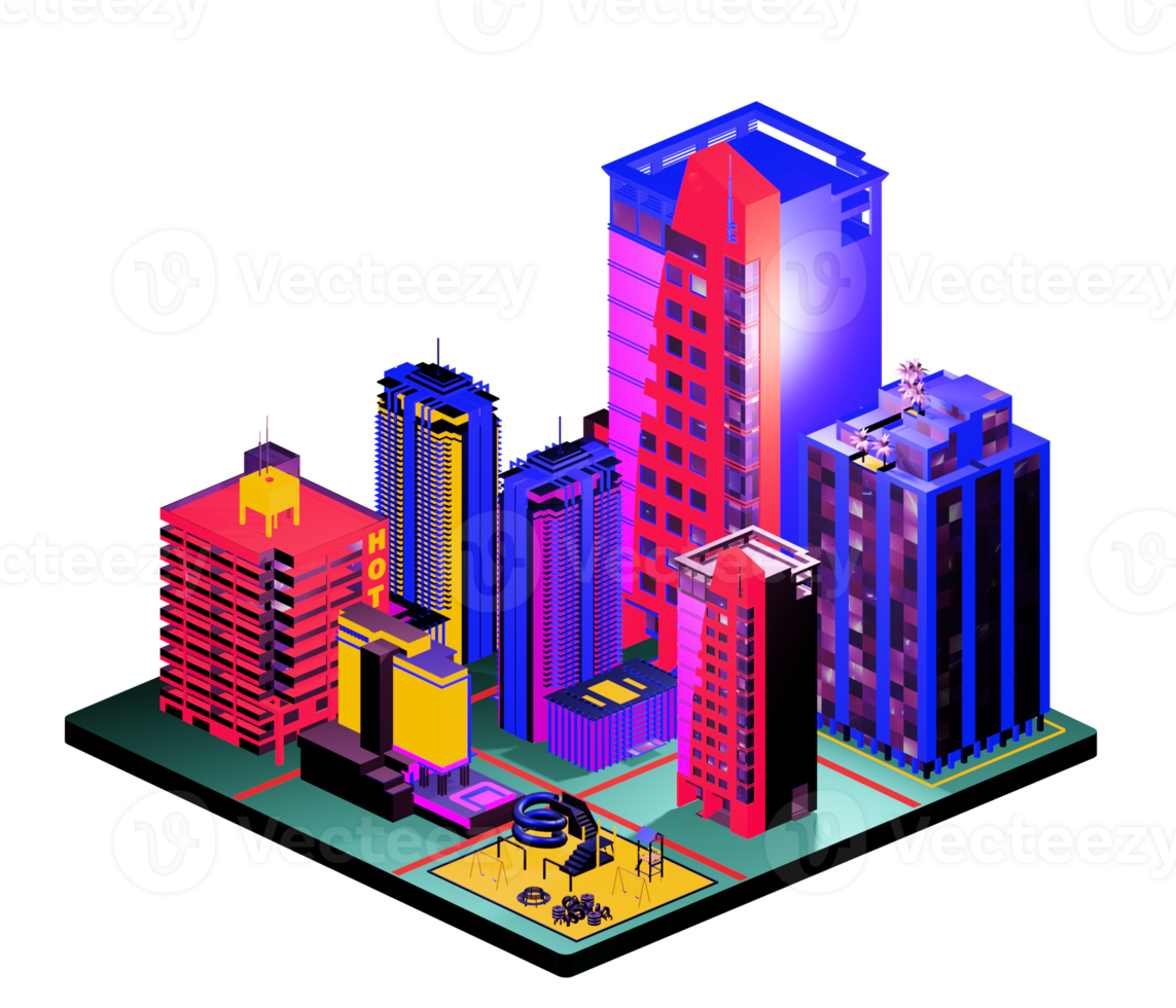 Retro isometric building png