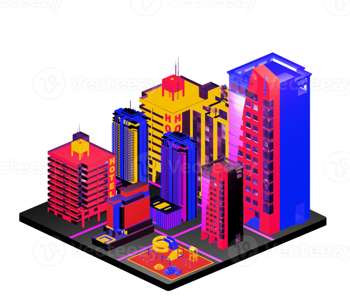 Isometric building in retro style png