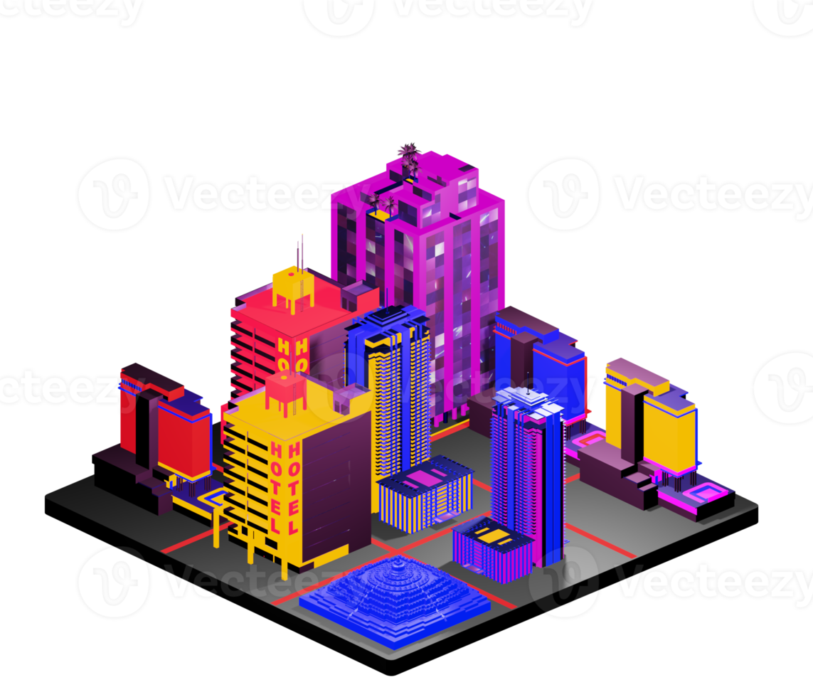 Isometric building arrangement png