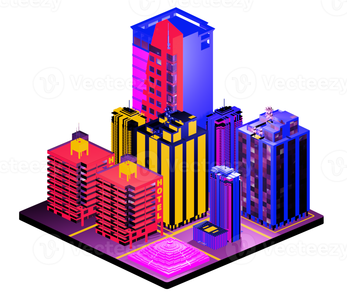 Retro isometric building png