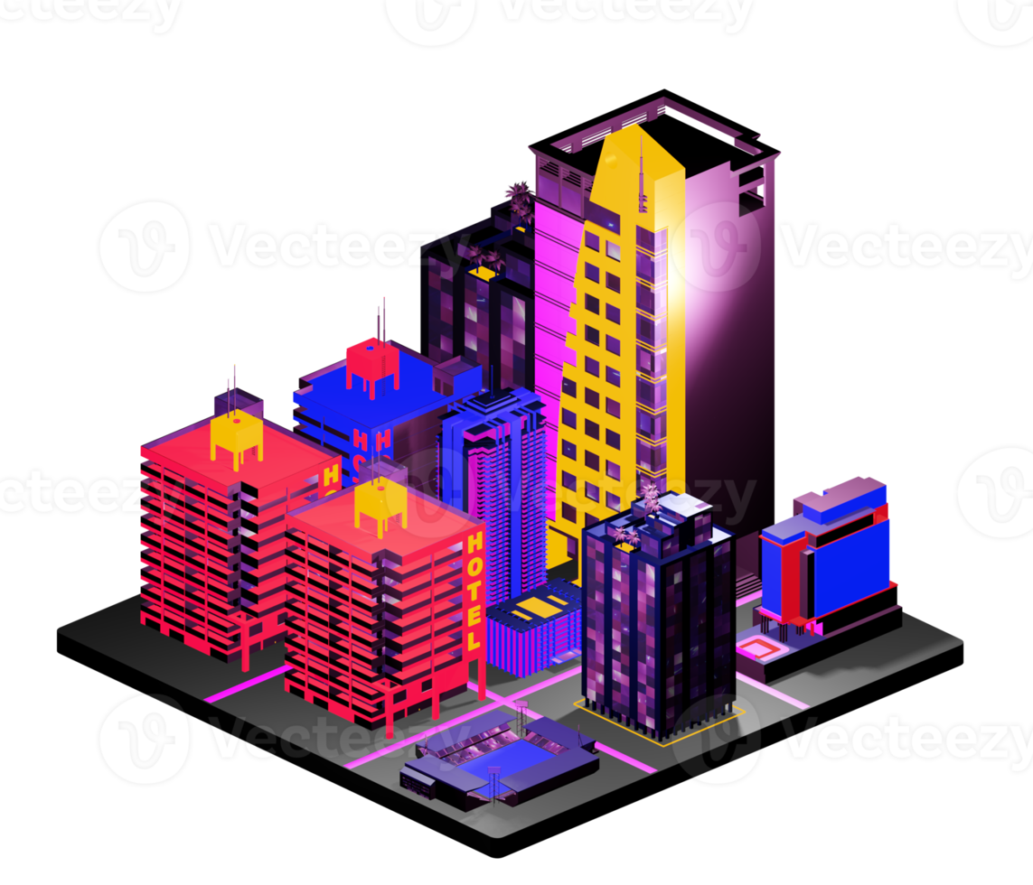 Retro isometric building png