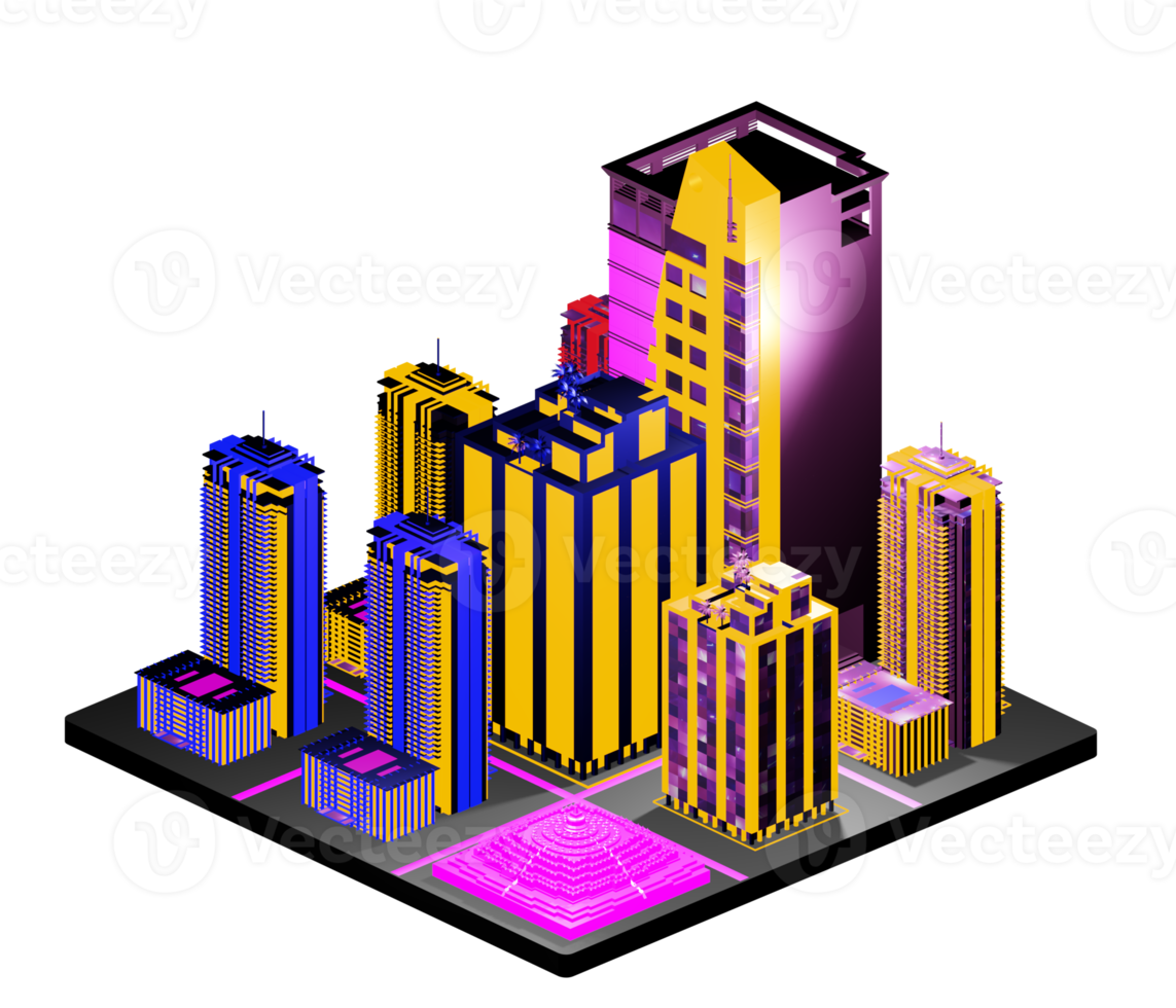 Isometric building arrangement png