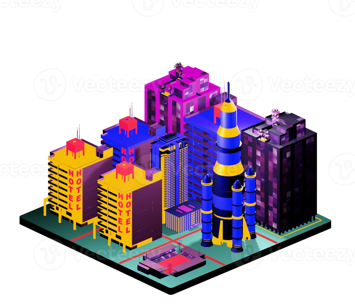 Isometric building in retro style png