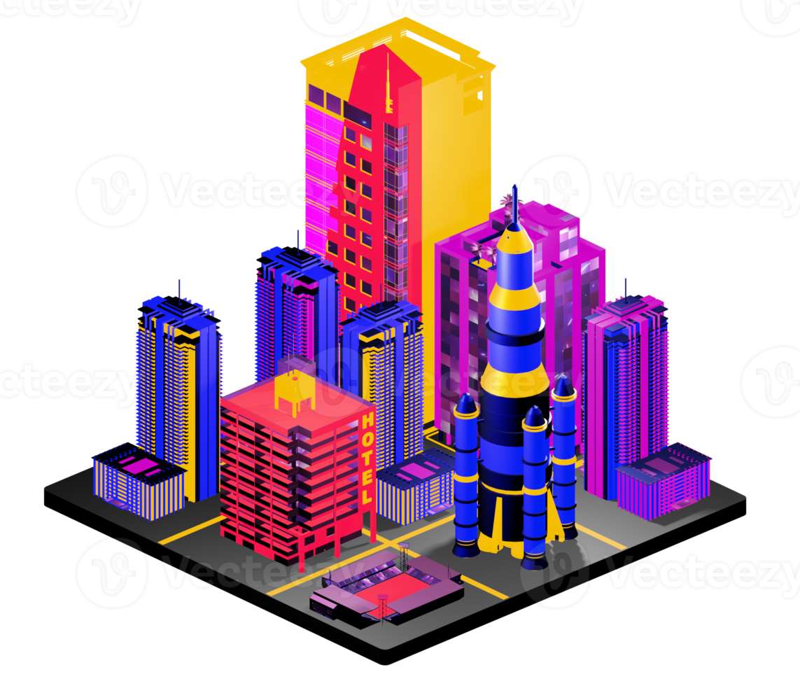 Isometric building in retro style png