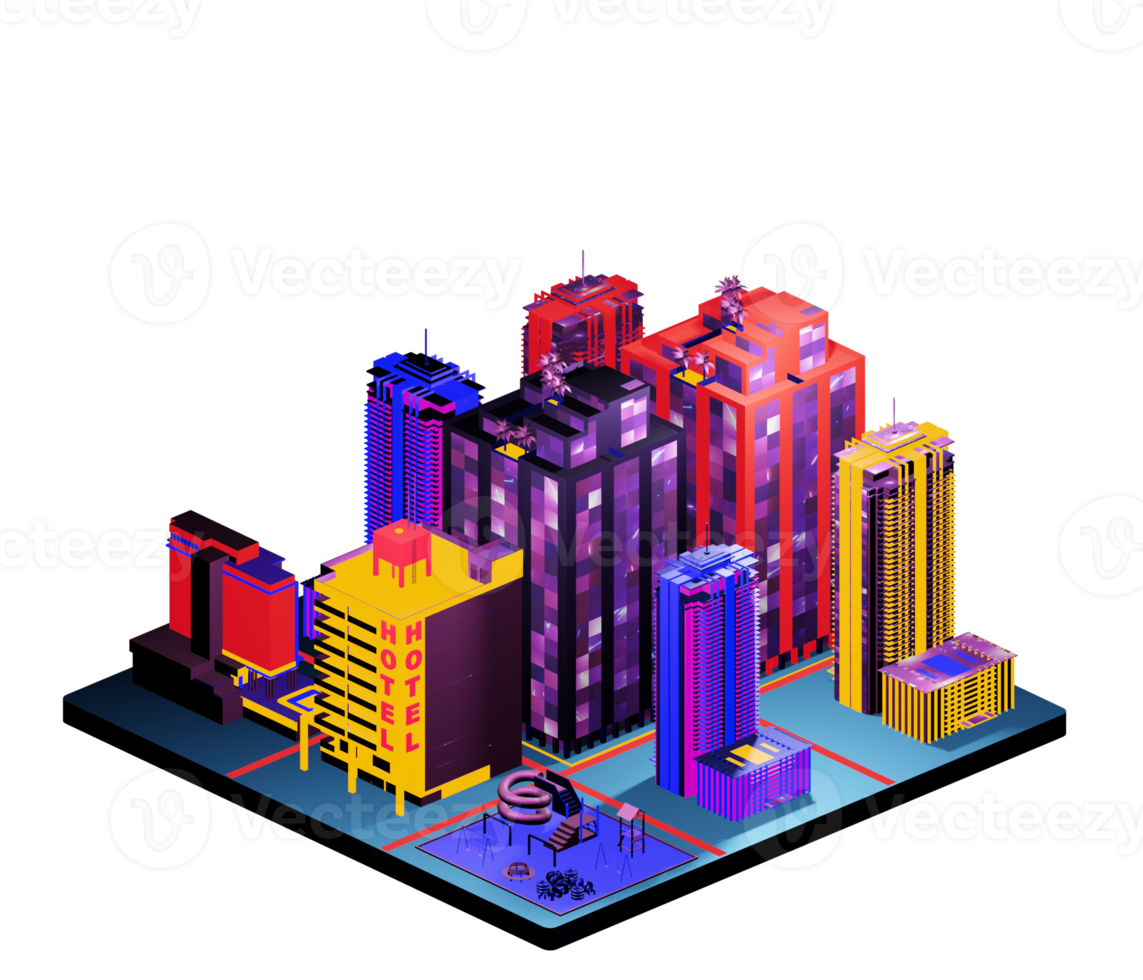 Isometric building arrangement png