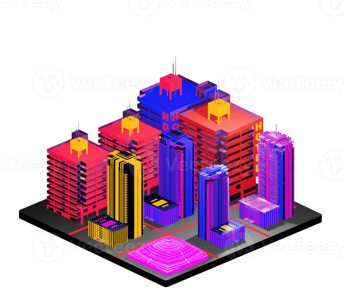 Isometric building arrangement png