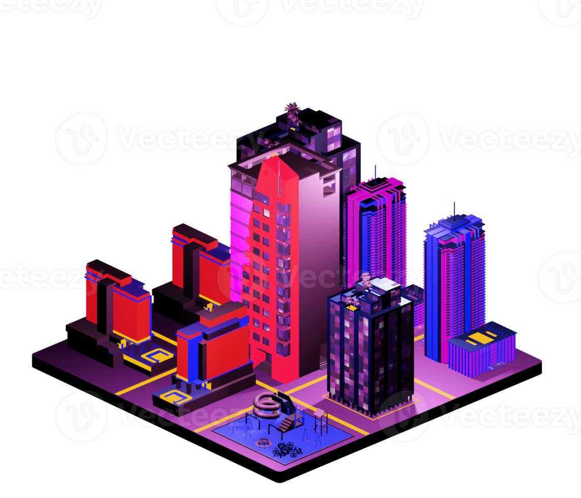 Isometric building arrangement png