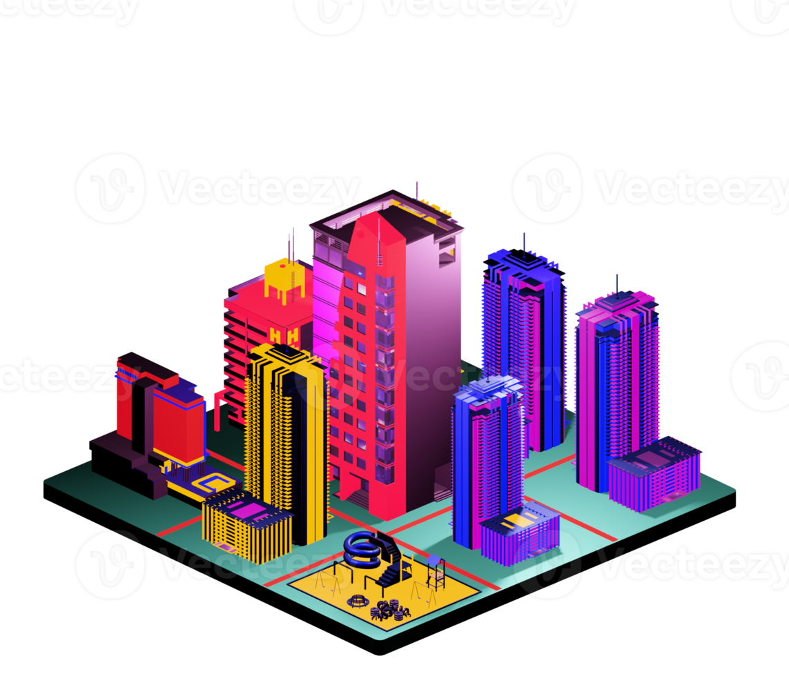 Isometric building arrangement png