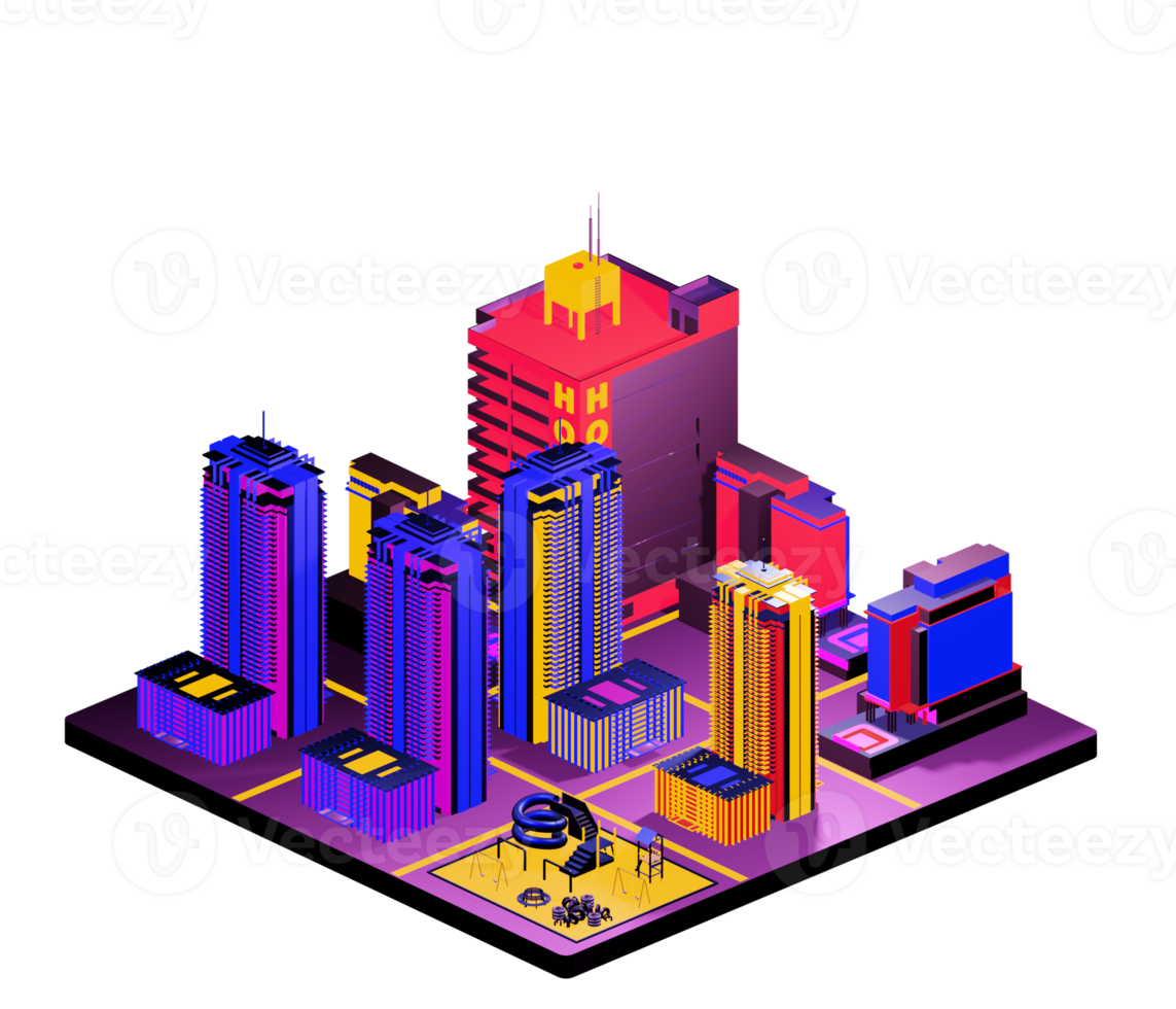 Isometric building arrangement png