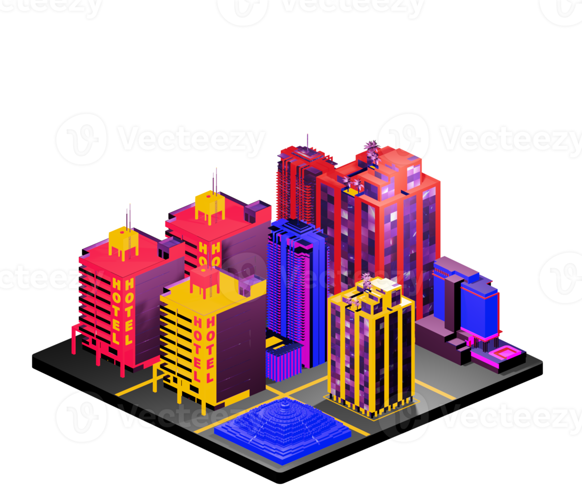 Isometric building in retro style png
