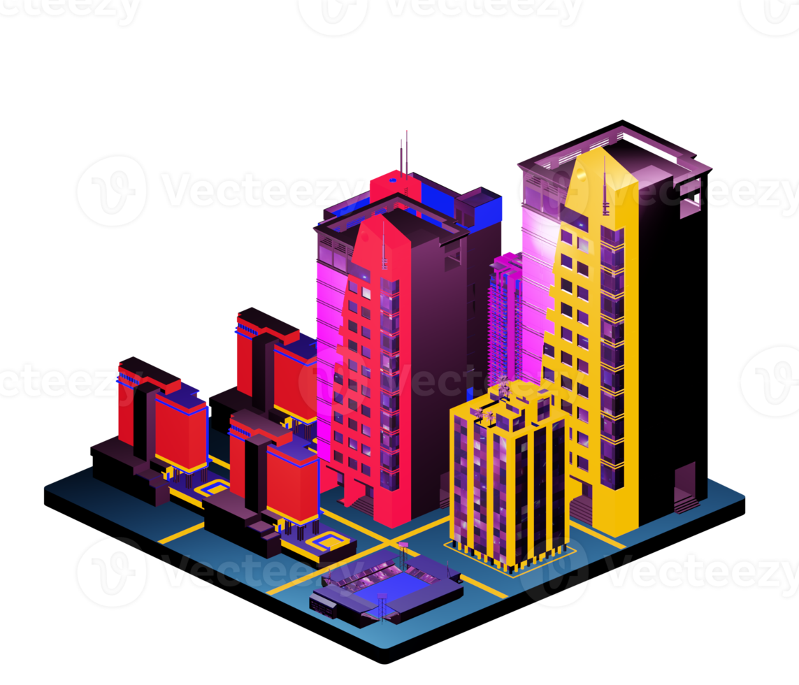 Isometric building in retro style png