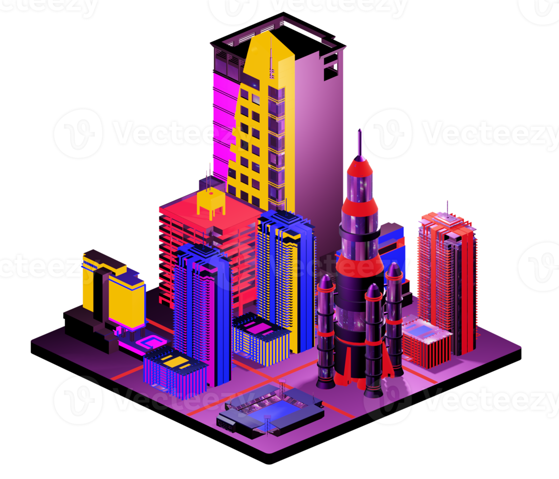 Isometric building arrangement png