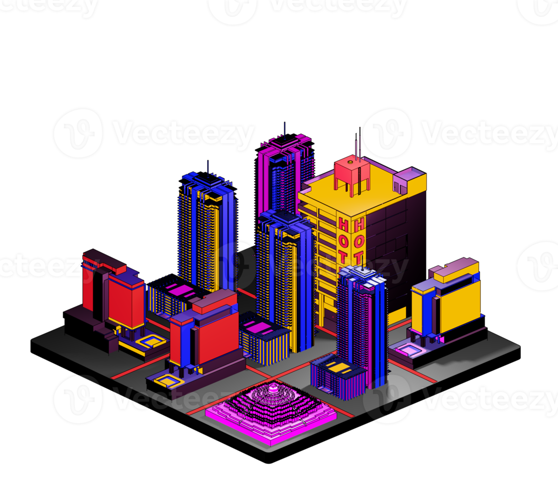 Retro isometric building png