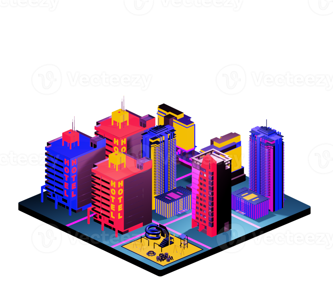 Retro isometric building png