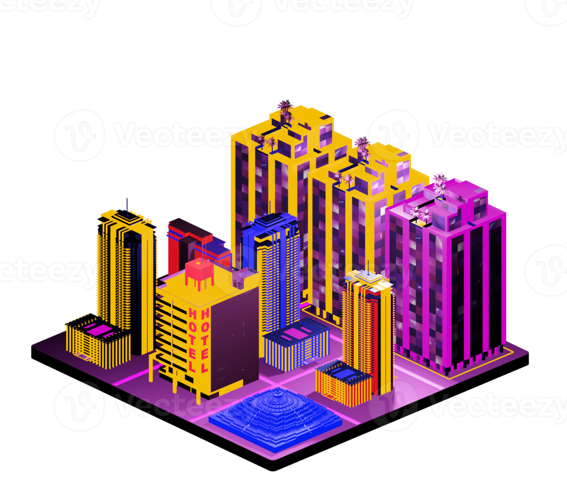 Isometric building arrangement png