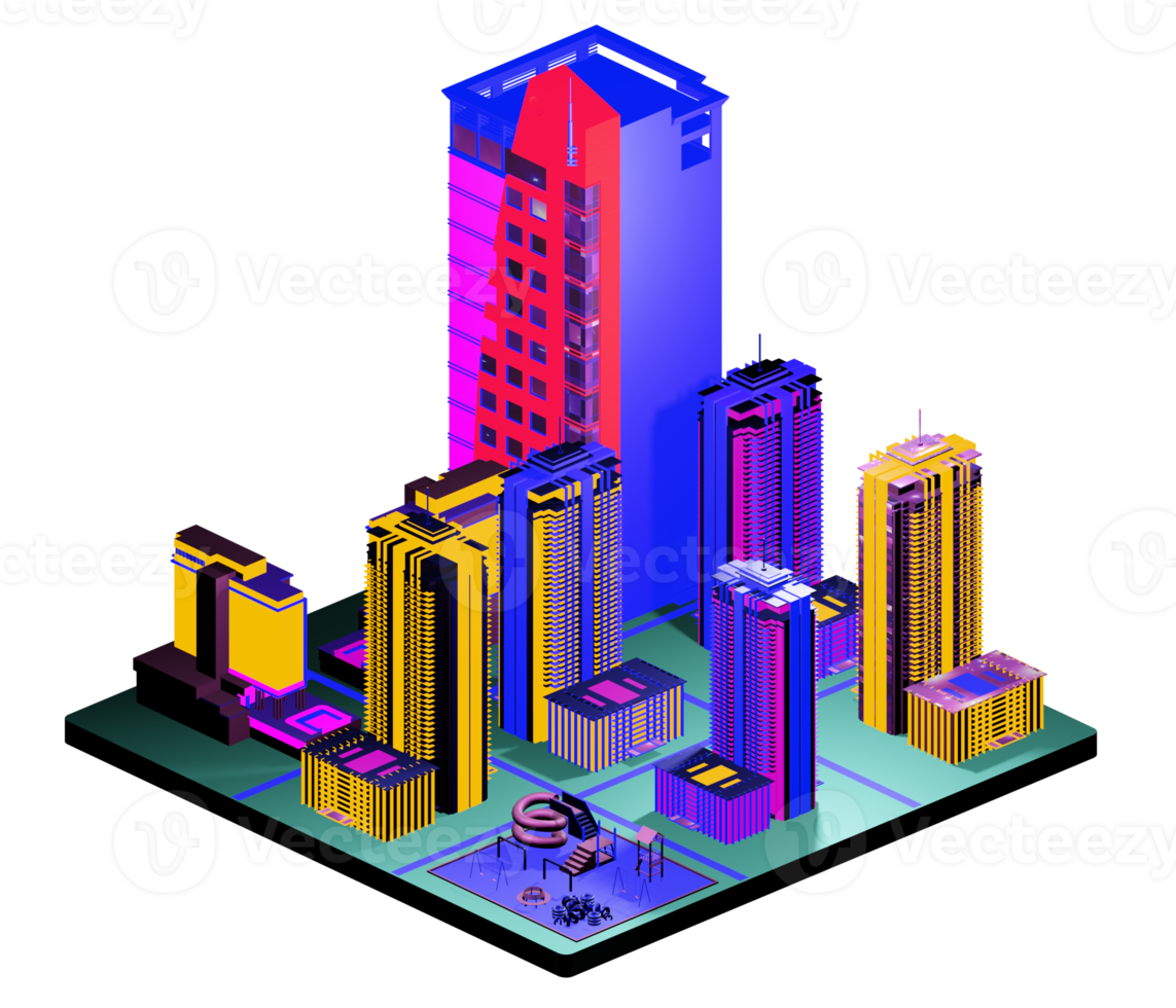 Retro isometric building png