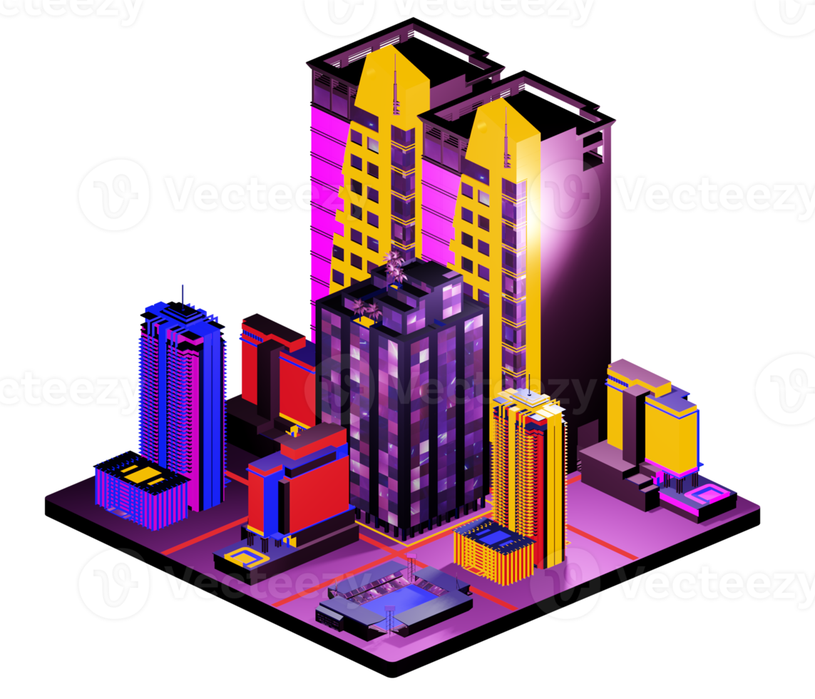 Isometric building in retro style png