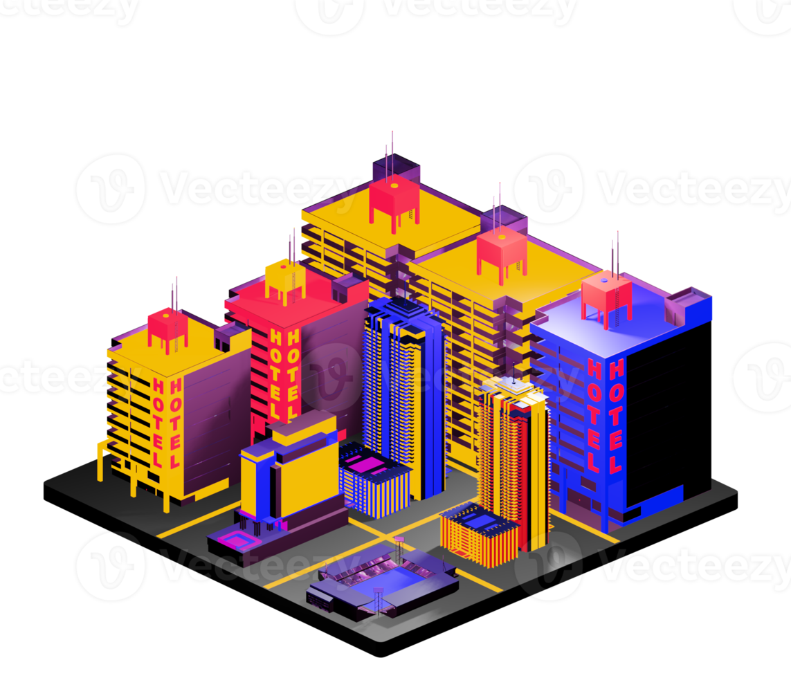 Isometric building in retro style png