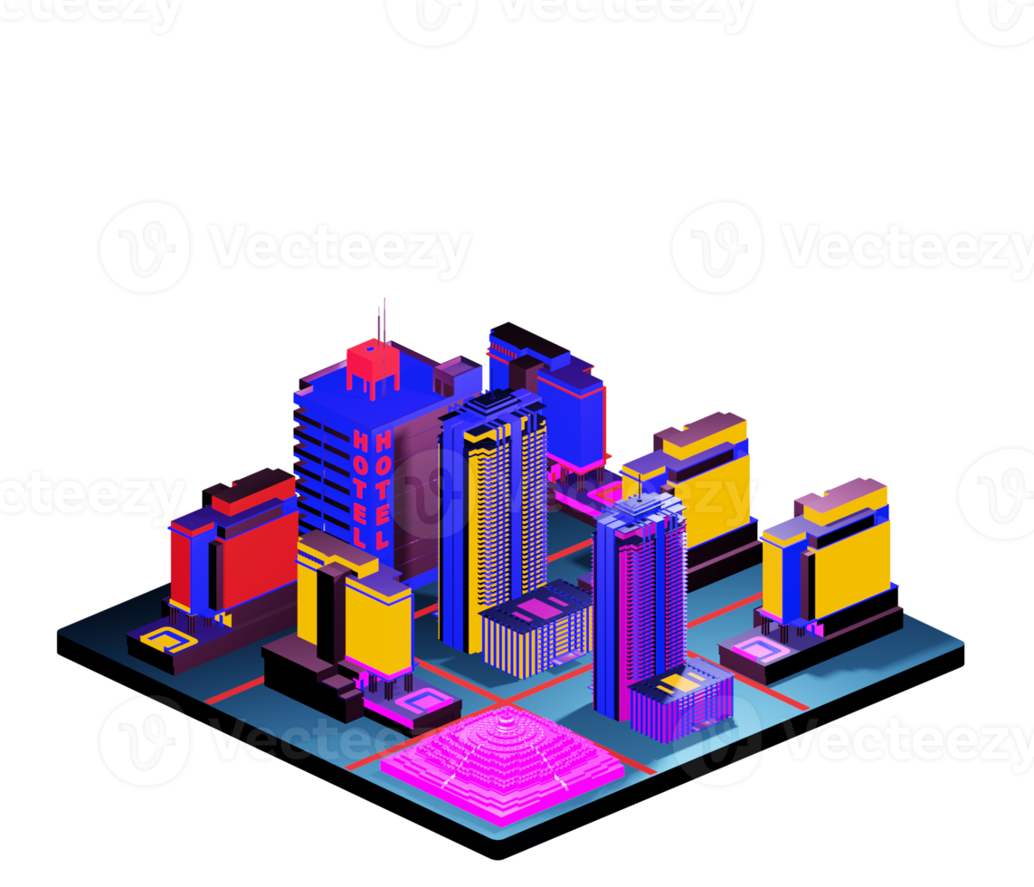 Isometric building arrangement png