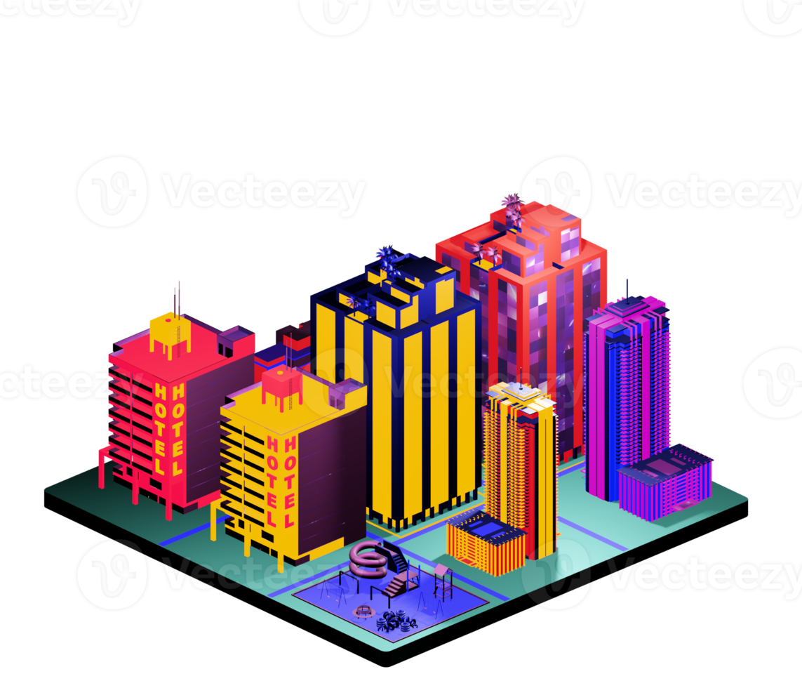 Isometric building arrangement png