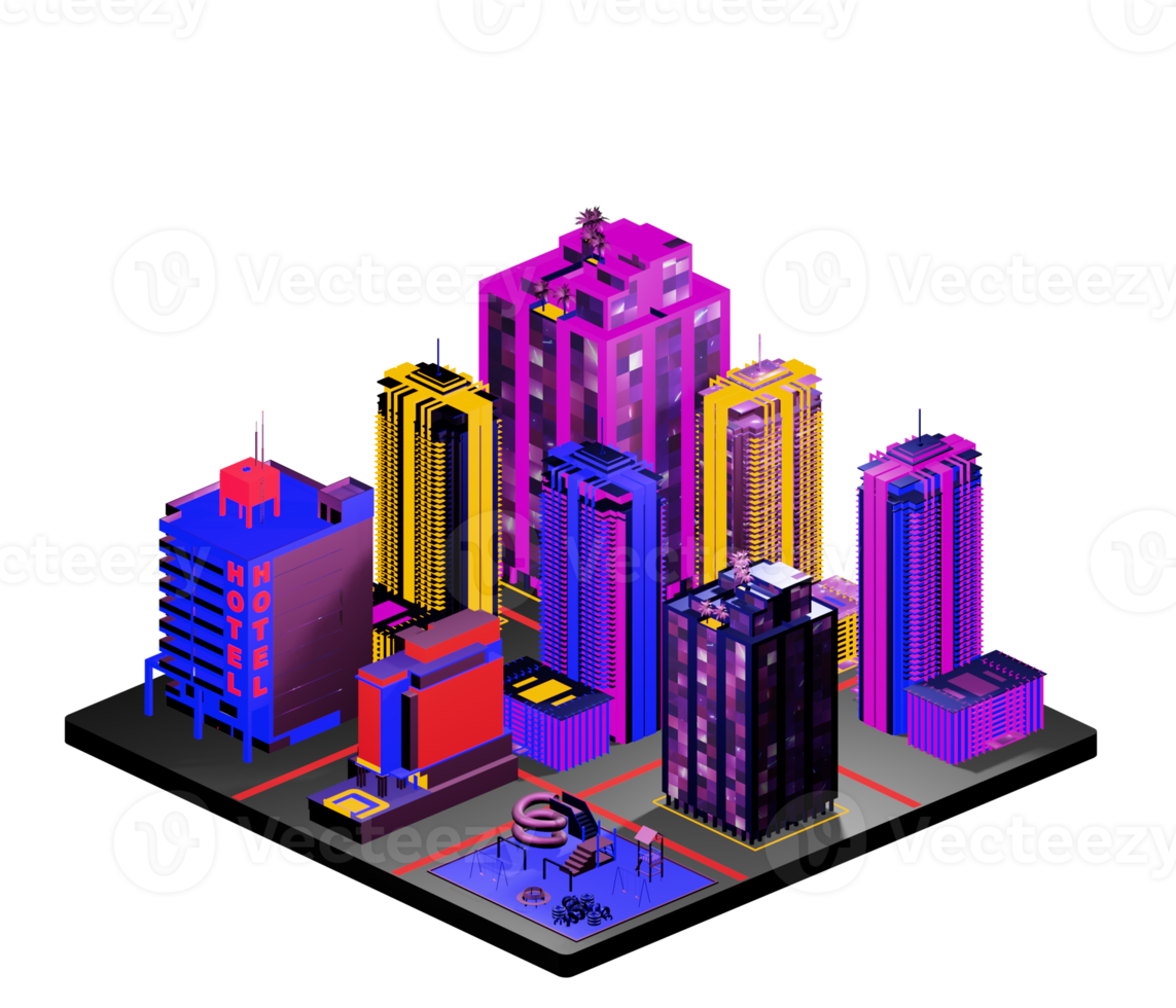 Isometric building arrangement png