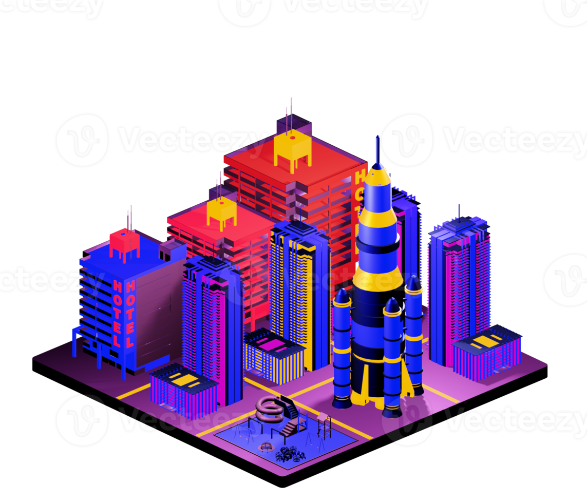Isometric building arrangement png