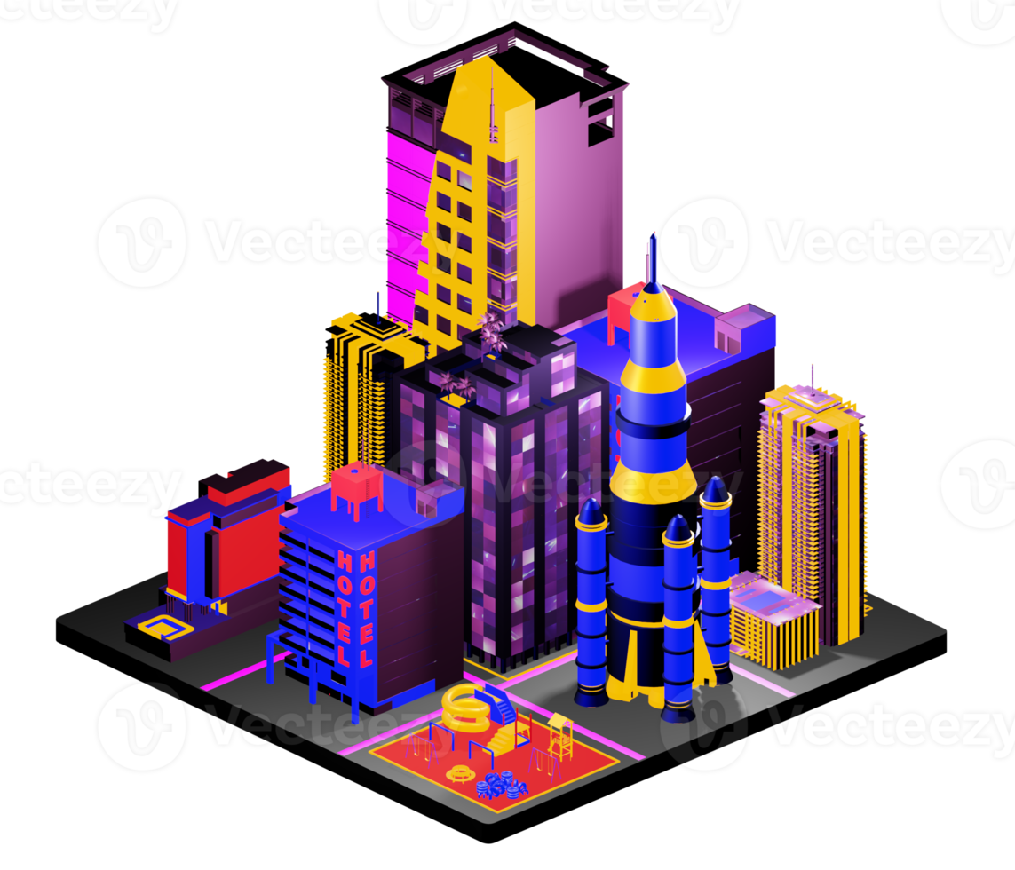 Isometric building in retro style png