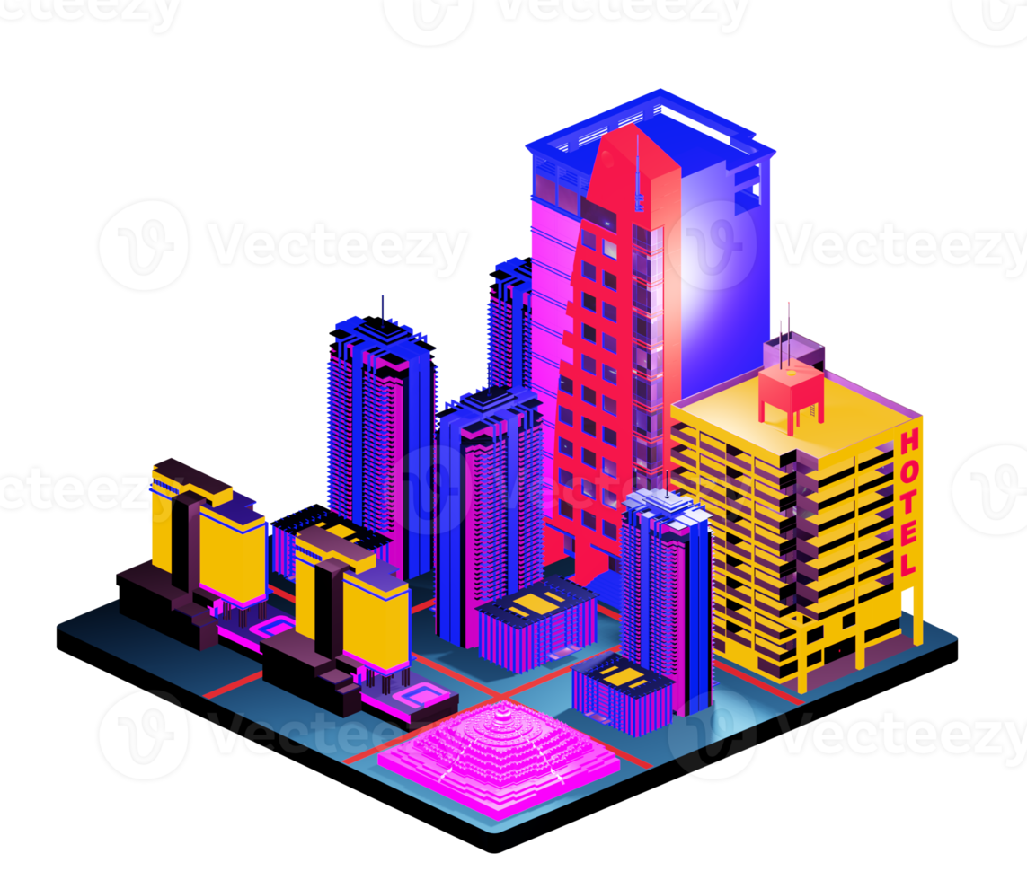 Isometric building arrangement png