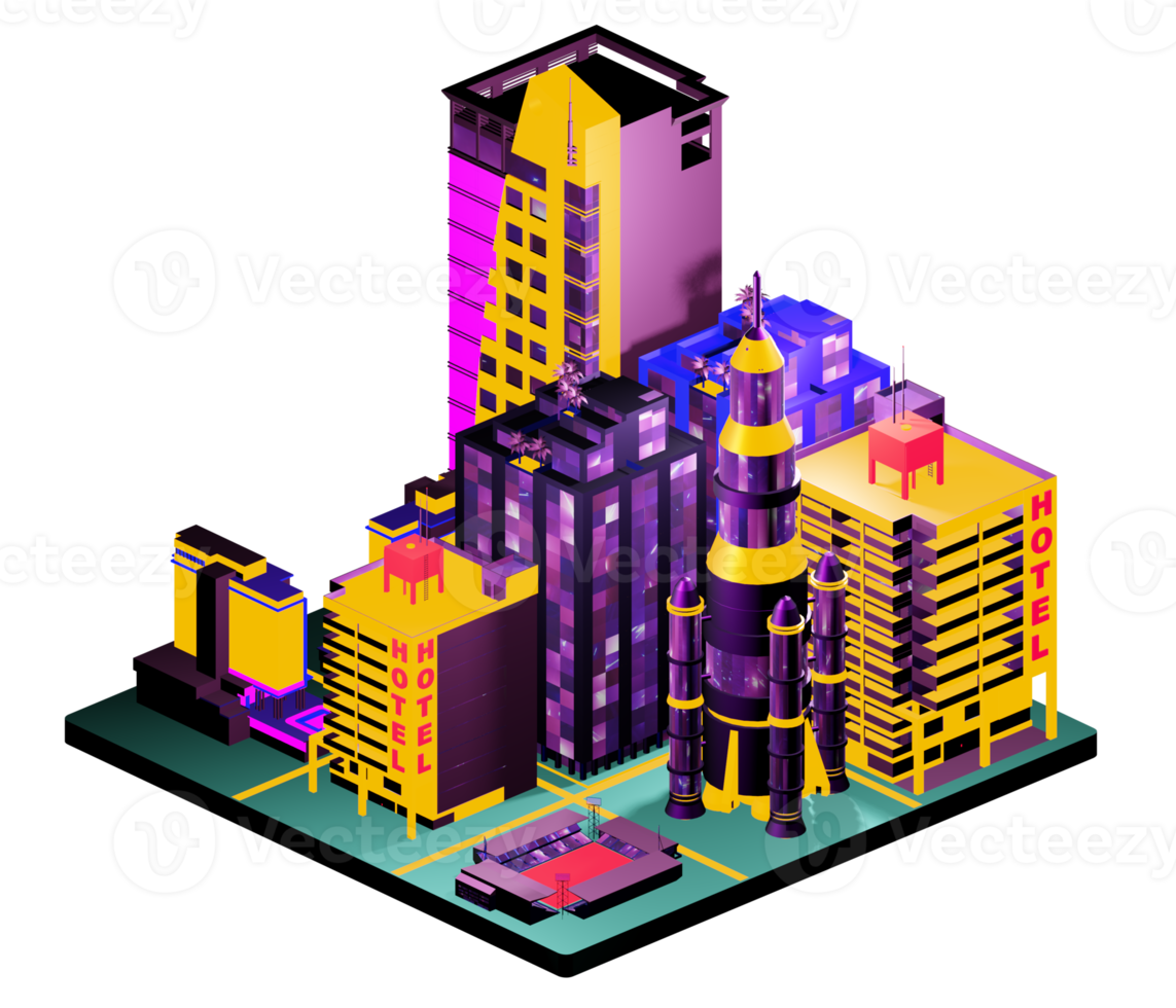 Isometric building arrangement png