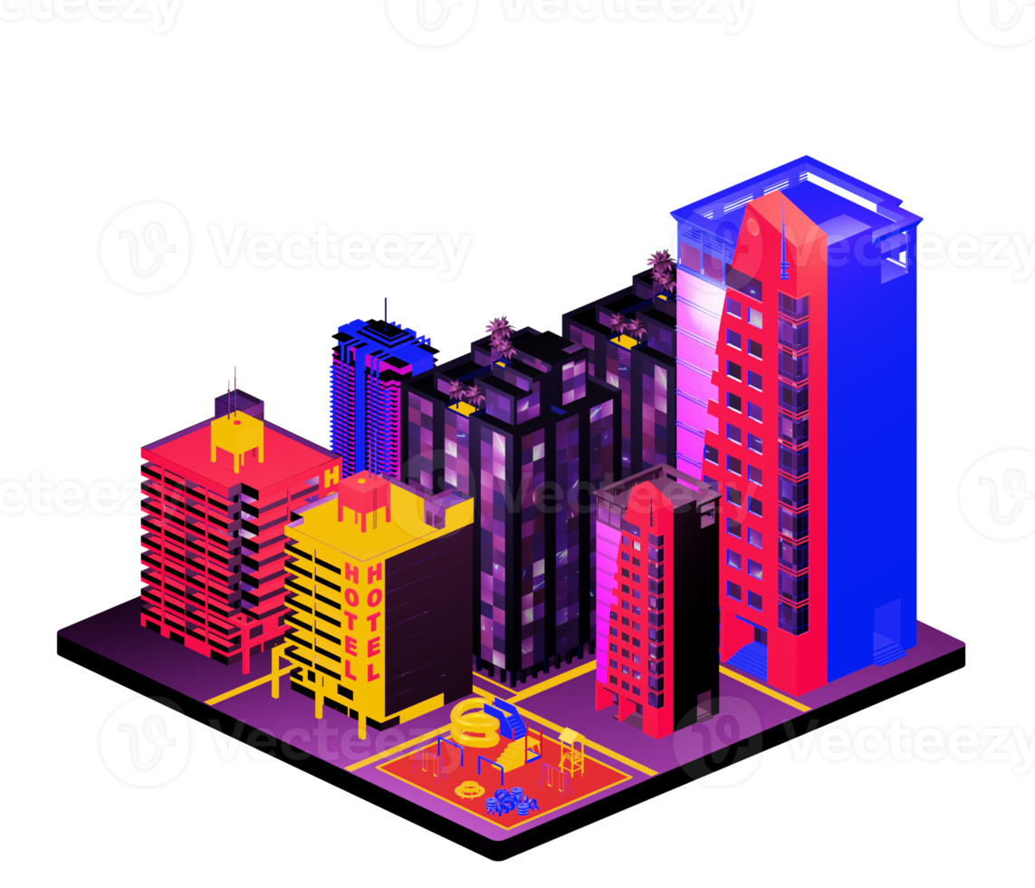 Isometric building arrangement png