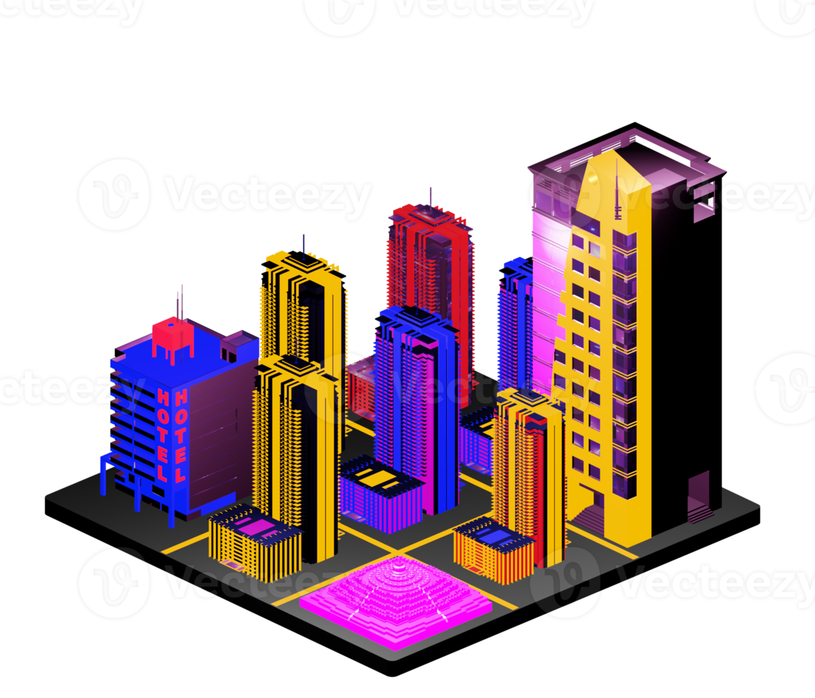 Isometric building arrangement png