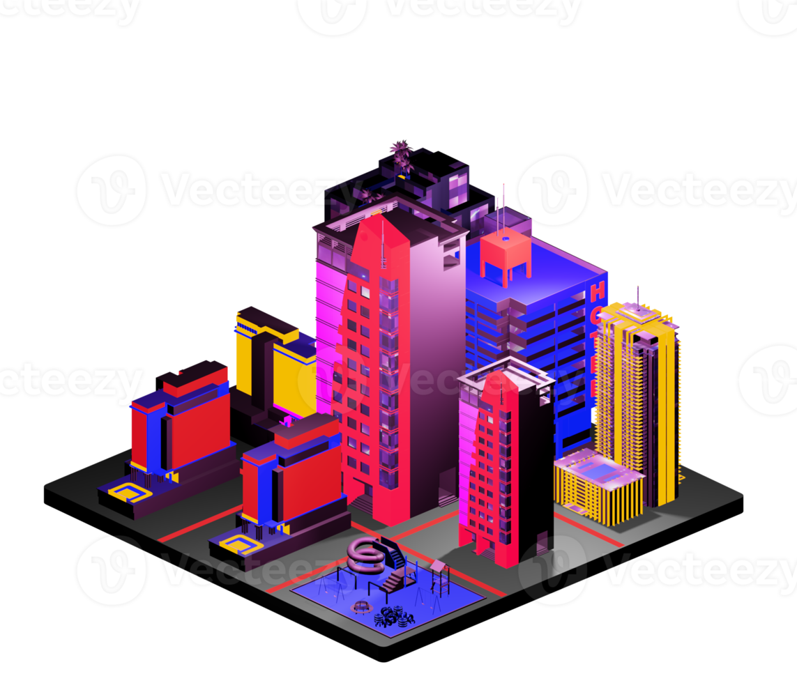 Isometric building arrangement png