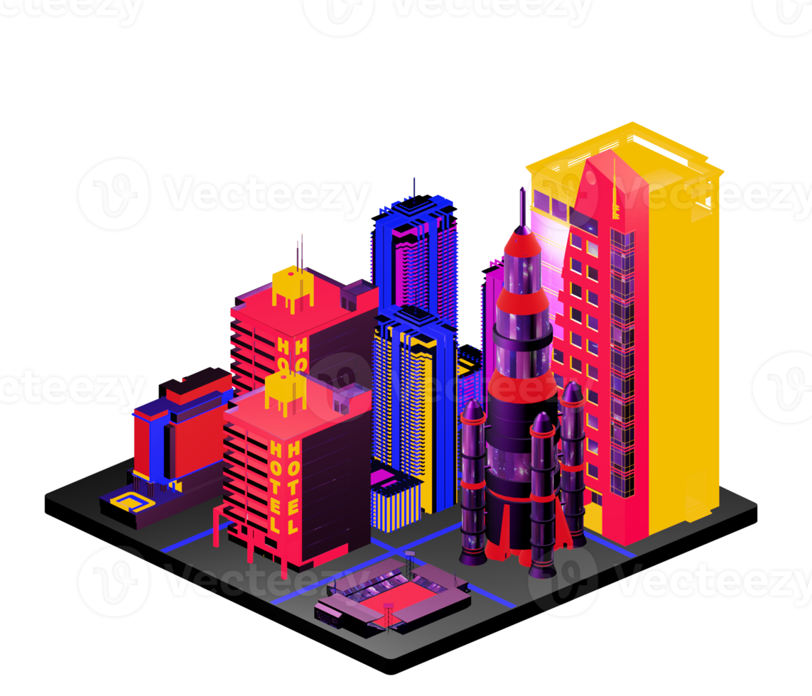 Isometric building arrangement png