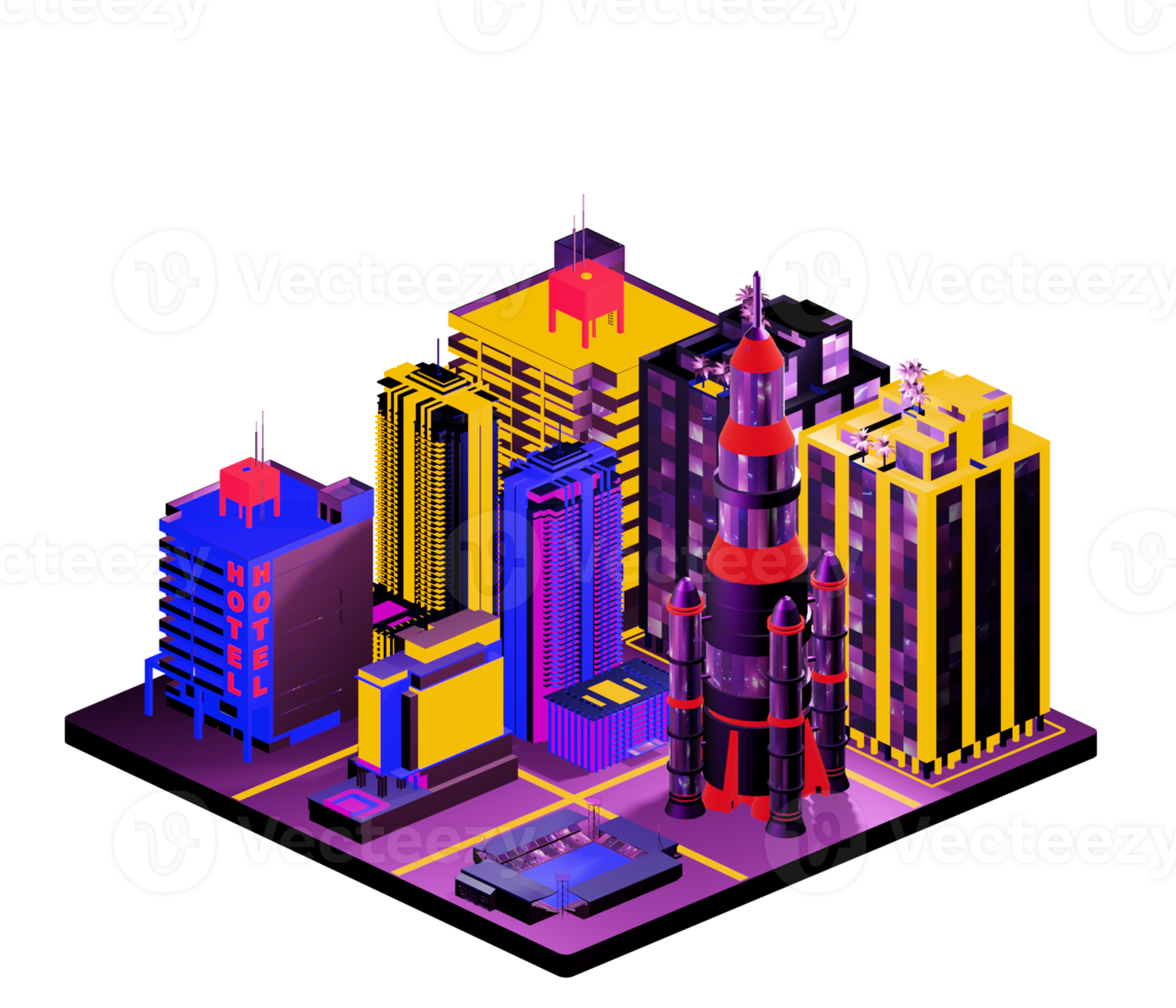 Retro isometric building png